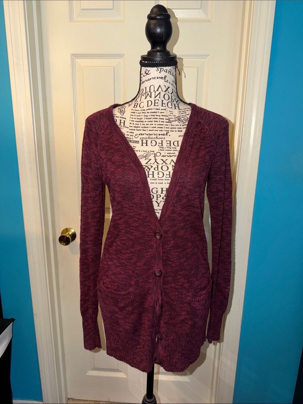 Women’s Button Down Cardigan Sweater - Burgundy